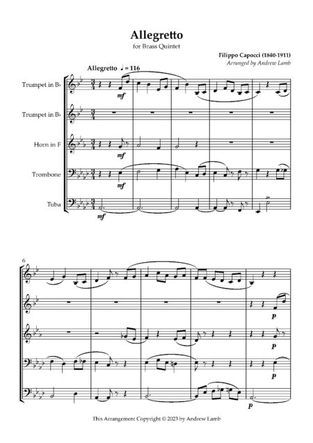 Brass Quintet Capocci F Allegretto Score and parts Page 02