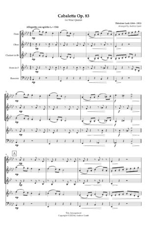 Cabaletta, Op. 83 for Wind Quintet