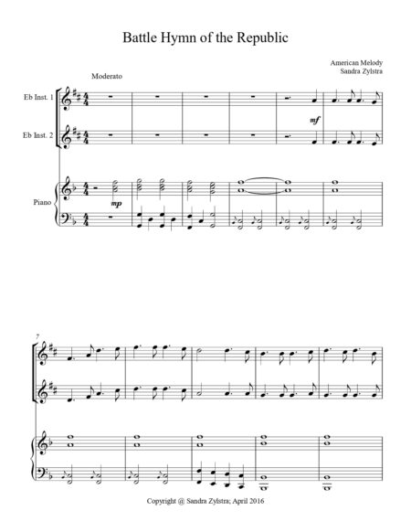 Battle Hymn Of The Republic Eb instrument duet parts cover page 00021