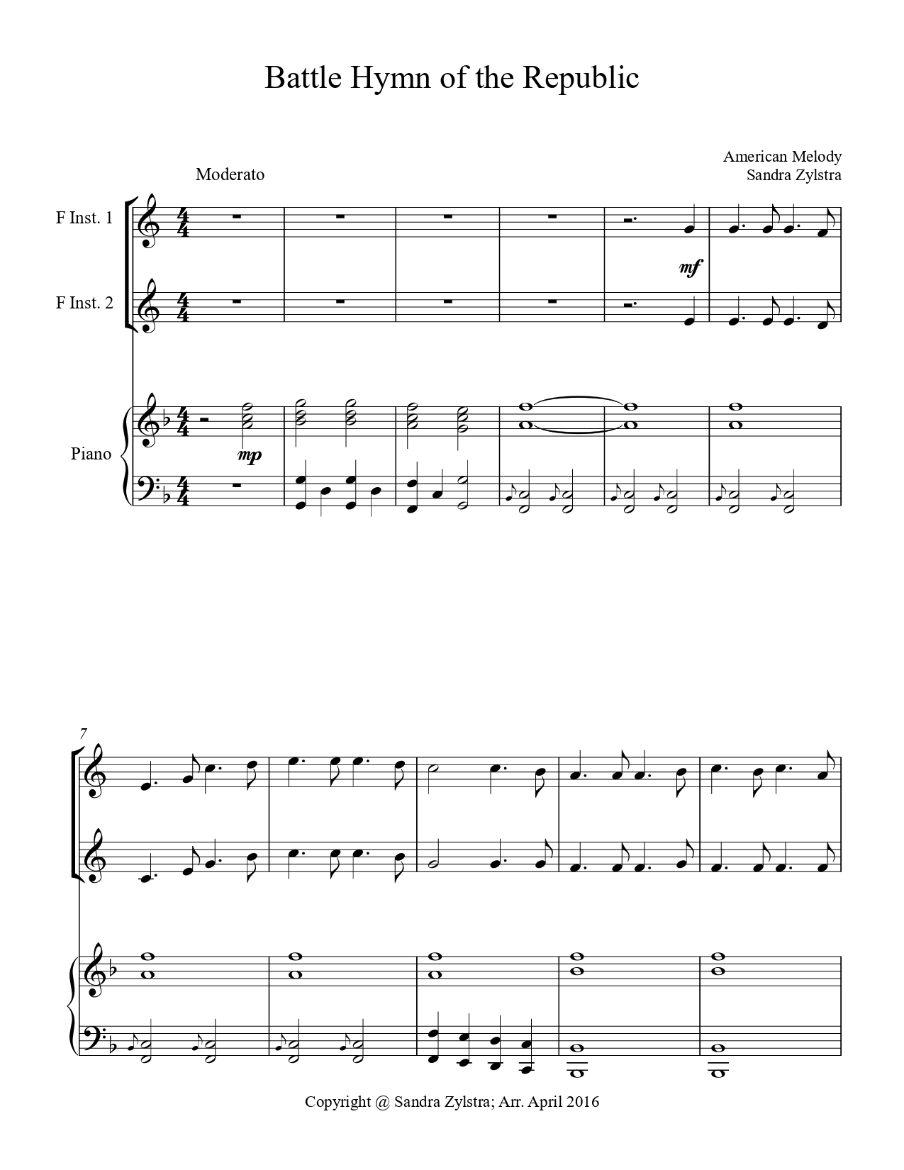 Battle Hymn Of The Republic F instrument duet parts cover page 00021