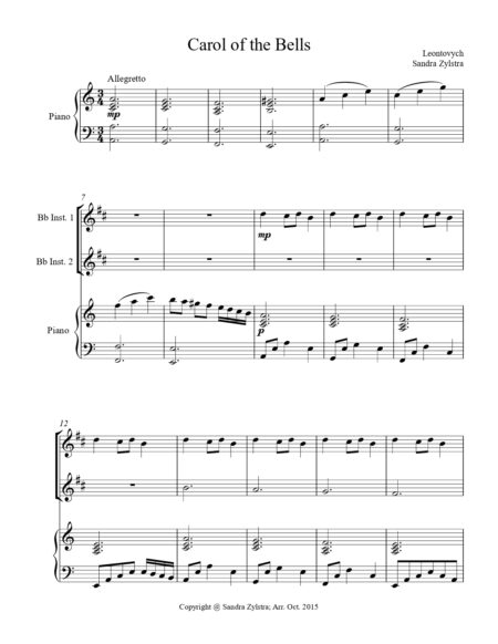 Carol Of The Bells Bb instrument duet parts cover 1 page 00021