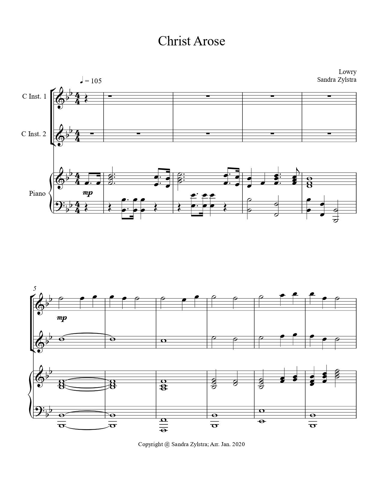 Christ Arose Solo C instrument treble duet piano Full Score page 00011