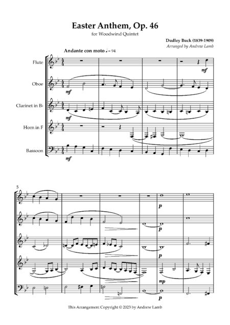 Wind Quintet Buck D Easter Anthem Score and parts Page 02