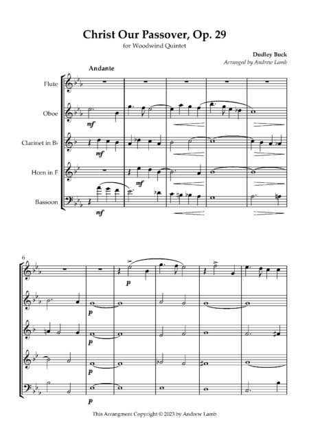 Wind Quintet Buck Christ Our Passover Score and parts Page 02