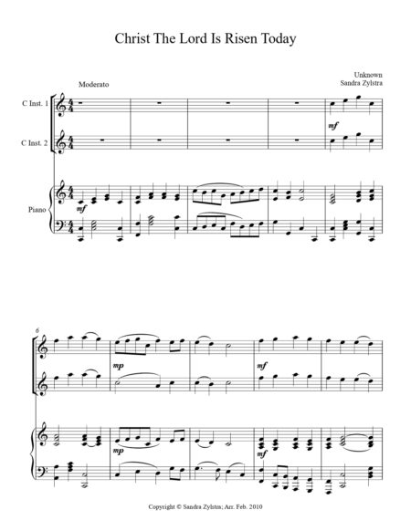 Christ The Lord Is Risen Today treble C instrument duet parts cover page 00021
