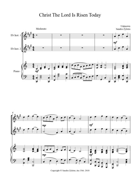 Christ The Lord Is Risen Today Eb instrument duet parts cover page 00021