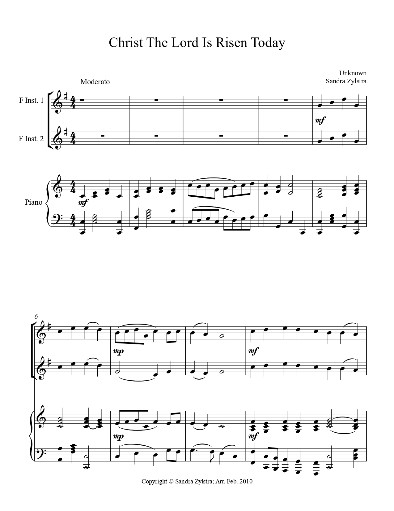 Christ The Lord Is Risen Today -Treble F Instrument Duet & Piano Accompaniment - Image 2