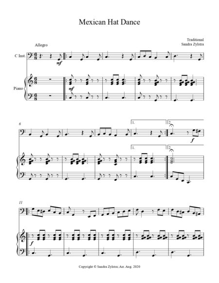 Mexican Hat Dance bass C instrument solo part cover page 00021