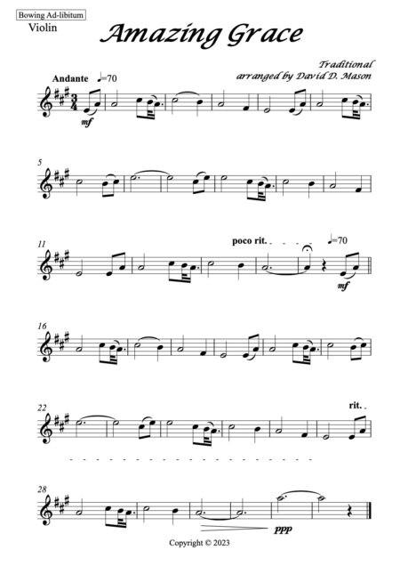 Amazing Grace Violin Parts Page 2 1