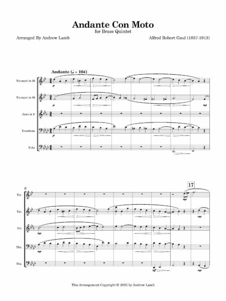 Brass Quintet Gaul A R Andante Con Moto Page 2