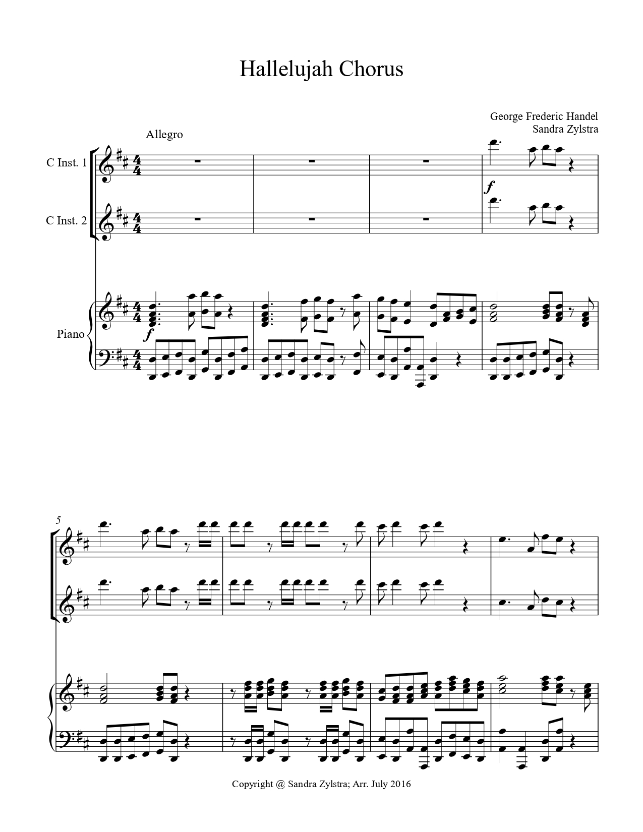 Hallelujah Chorus treble C instrument duet parts cover page 00021