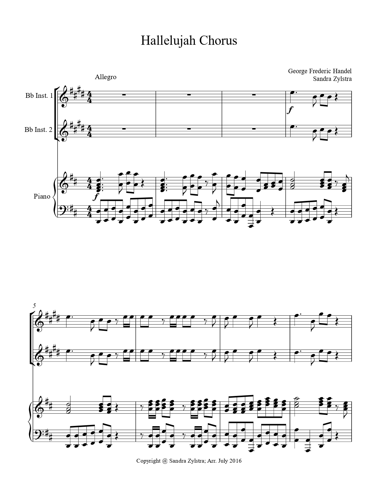 Hallelujah Chorus Bb instrument duet parts cover page 00021