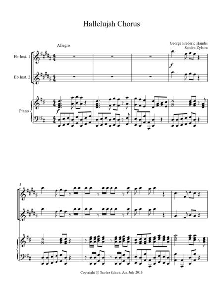 Hallelujah Chorus Eb instrument duet parts cover page 00021