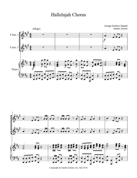 Hallelujah Chorus F instrument duet parts cover page 00021