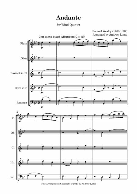Wind Quintet Wesley S Andante Page 02