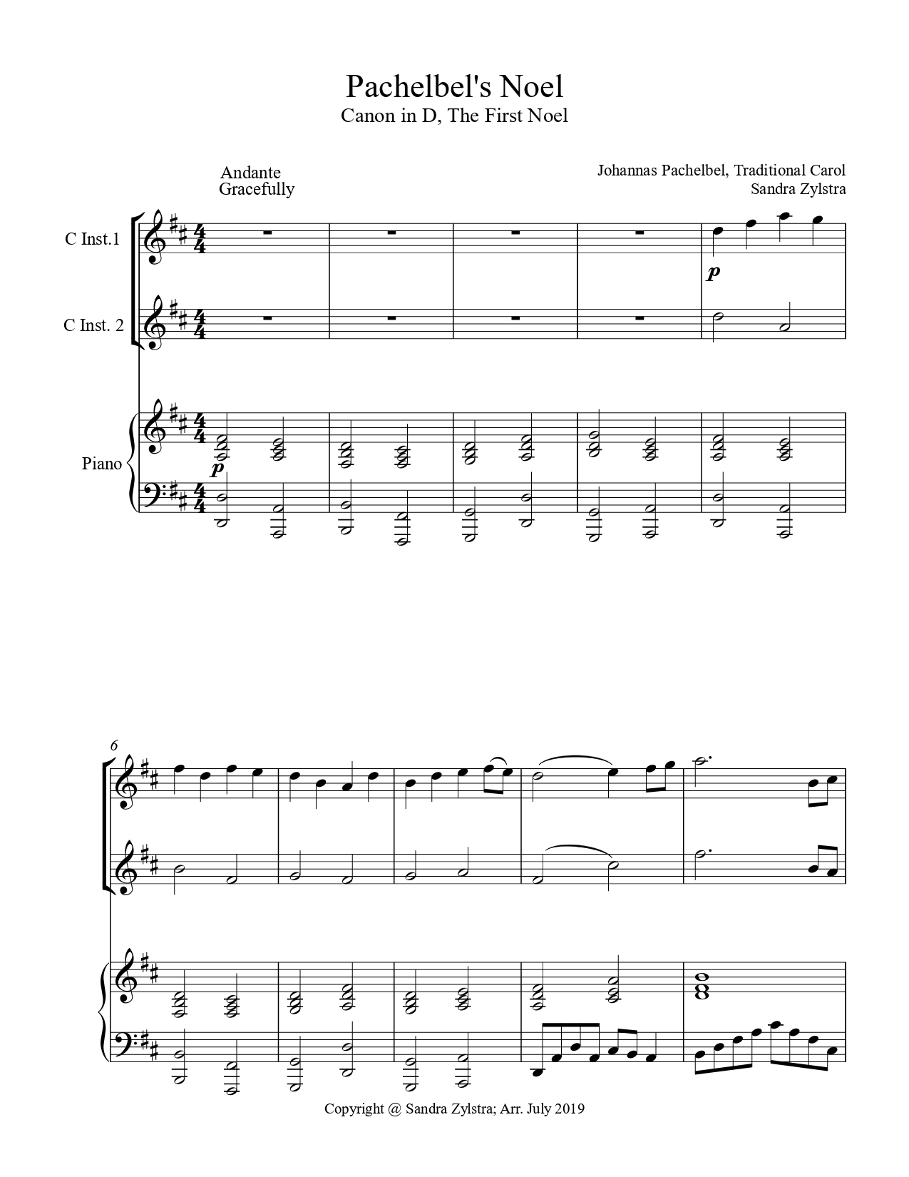 Pachelbels Noel treble C instrument duet parts cover page 00021
