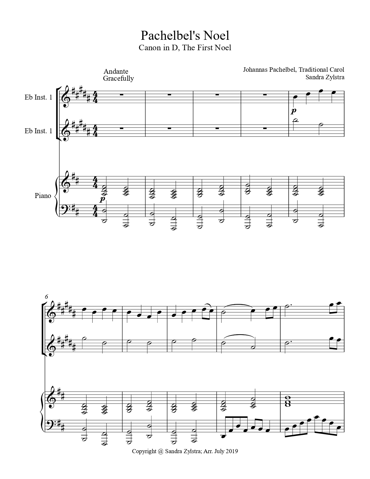 Pachelbels Noel Eb instrument duet parts cover page 00021