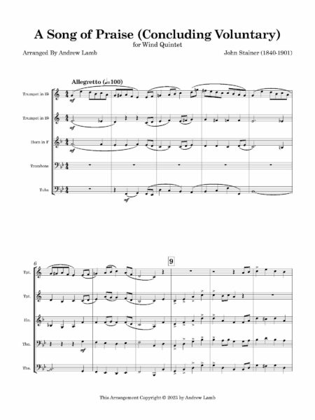 Brass Quintet Stainer J A Song of Praise Page 02
