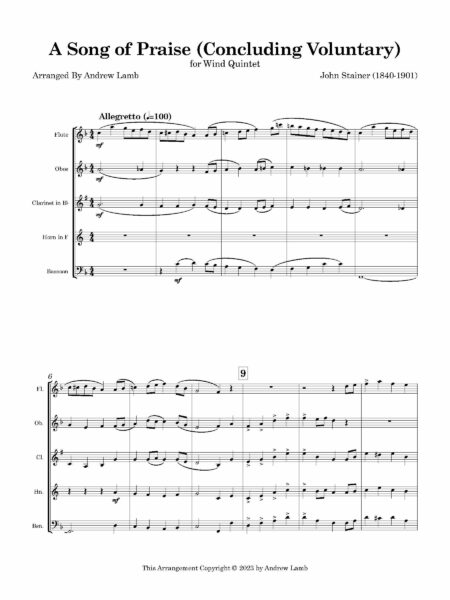 Wind Quintet Stainer J A Song of Praise Page 02