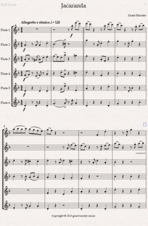“Jacaranda” Original Tango for Flute Choir- 6 C Flutes
