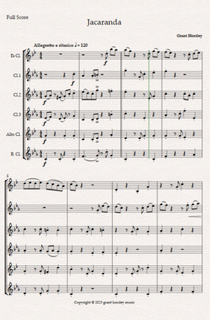 “Jacaranda” Original Tango for Clarinet Choir