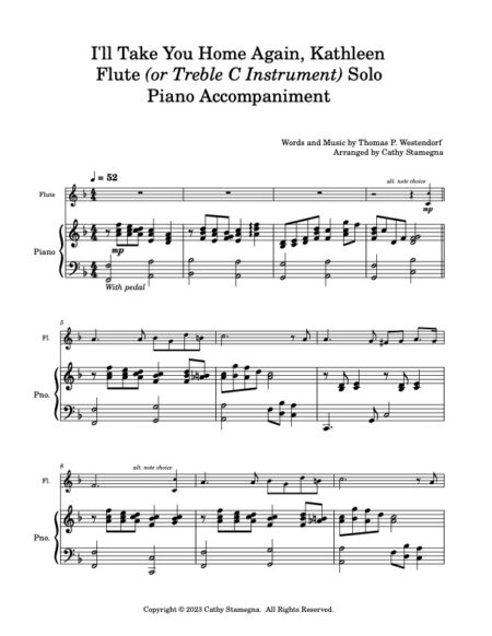 FL SOLO Ill Take You Home Again Kathleen Score and Parts p. 1 JPEG