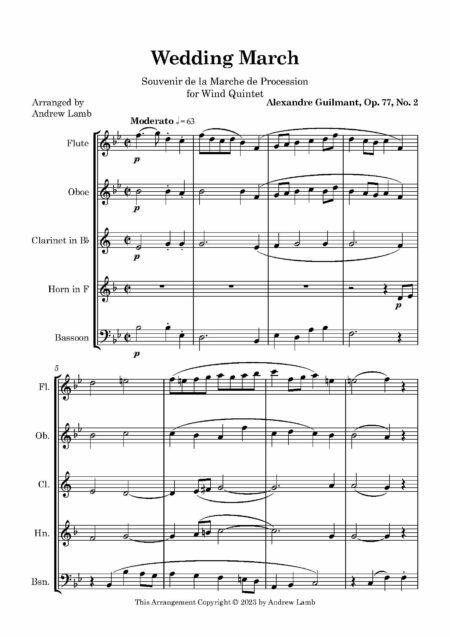 Wind Quintet Guilmant Wedding March Page 02