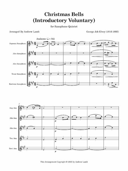 Saxophone Quintet Elvey GJ Christmas Bells Page 02