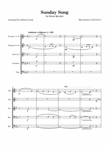 Brass Quintet Qesten Sunday Song Page 02