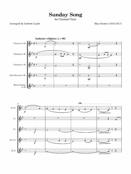 Clarinet Choir Qesten Sunday Song Page 02