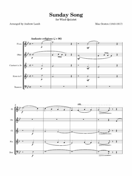 Wind Quintet Qesten Sunday Song Page 02
