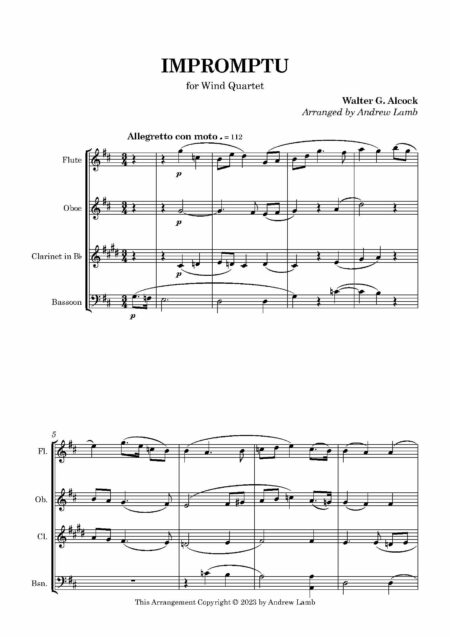 Wind Quartet Alcock W Impromptu Score and parts Page 02