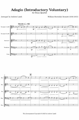 William Sterndale Bennett | Adagio (Introductory Voluntary) [arr. for Brass Quintet]