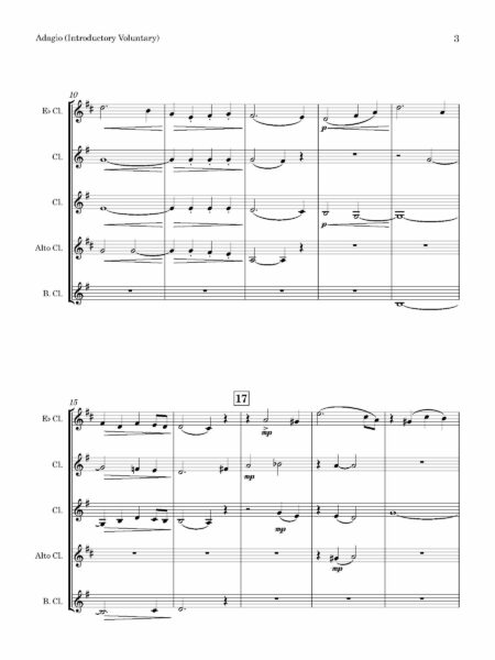 Clarinet Choir Bennett Adagio Intro Voluntary Score and parts Page 03