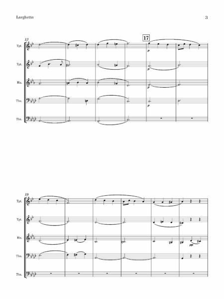 Brass Quintet Cunnignham Woods Larghetto Score and parts Page 03