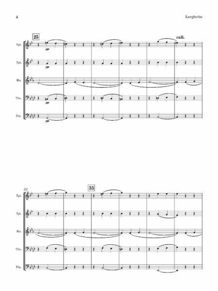 Brass Quintet Cunnignham Woods Larghetto Score and parts Page 04