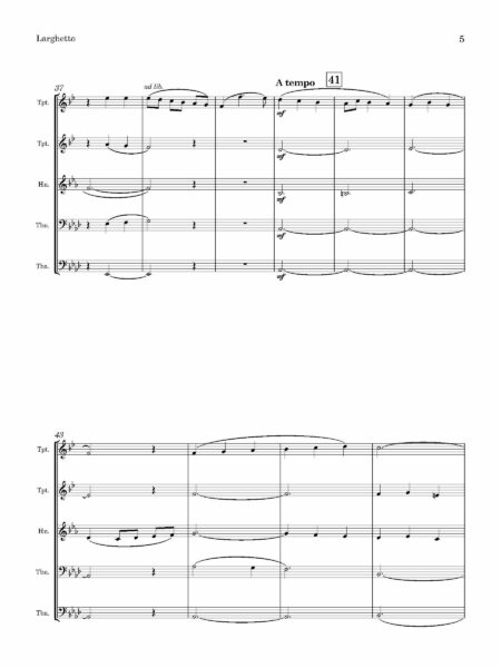 Brass Quintet Cunnignham Woods Larghetto Score and parts Page 05