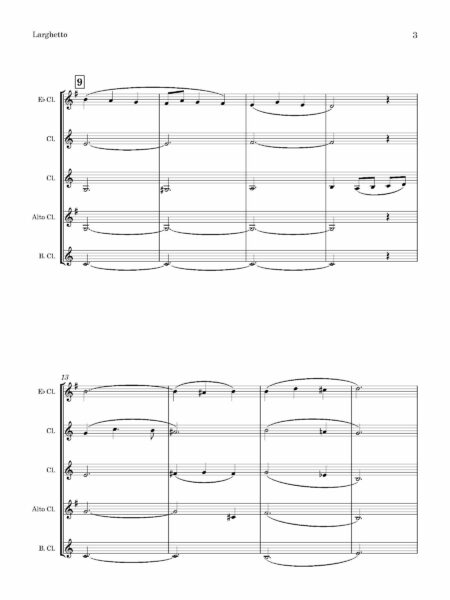 Clarinet Choir Cunnignham Woods Larghetto Score and parts Page 03