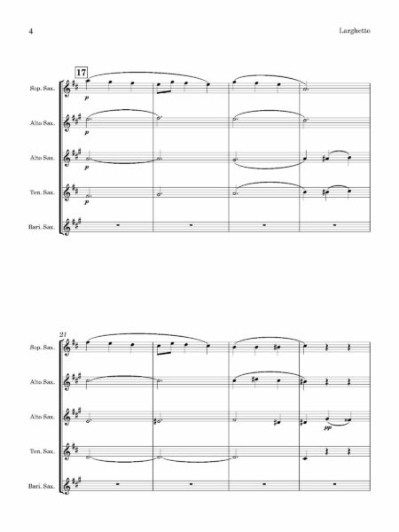 Saxophone Quintet Cunnignham Woods Larghetto Score and parts Page 04