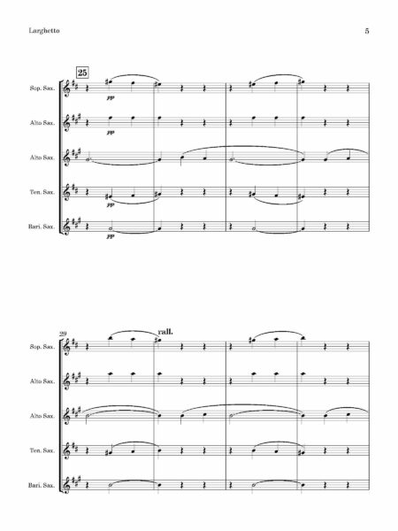 Saxophone Quintet Cunnignham Woods Larghetto Score and parts Page 05