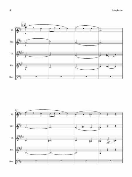 Wind Quintet Cunnignham Woods Larghetto Score and parts Page 04
