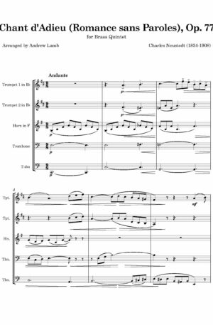 Chant d’Adieu (Romance sans Paroles), Op. 77 [by Charles Neudtedt, arr for Brass Quintet]