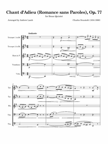 Brass Quintet Neustedt Chant aAdieu Full Score Page 02