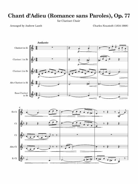Clarinet Choir Neustedt Chant aAdieu Full Score Page 02