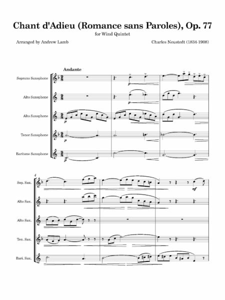 Saxophone Quintet Neustedt Chant aAdieu Full Score Page 02