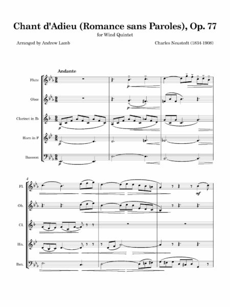 Wind Quintet Neustedt Chant aAdieu Full Score Page 02