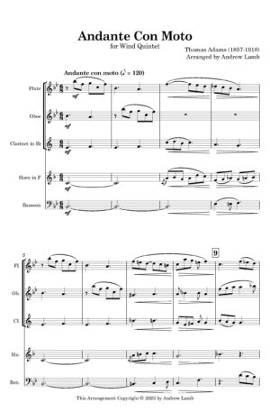 Andante Con Moto (Thomas Adams, arr. for Wind Quintet)