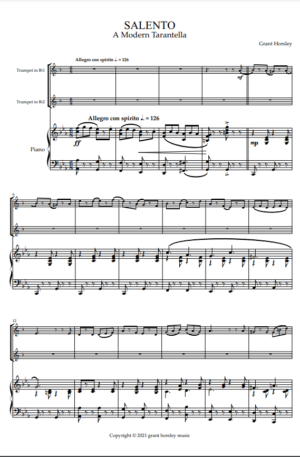 “Salento” A Modern Tarantella for Trumpet Duet and Piano