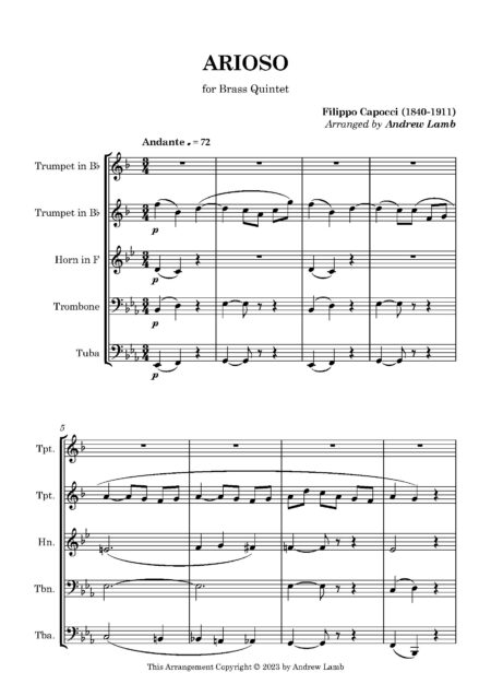 Brass Quintet Capocci F Arioso Full Score Page 02