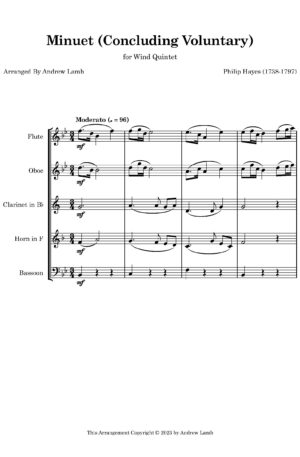 Minuet (Concluding Voluntary) (by Philip Hayes, arr. for Brass Quintet)